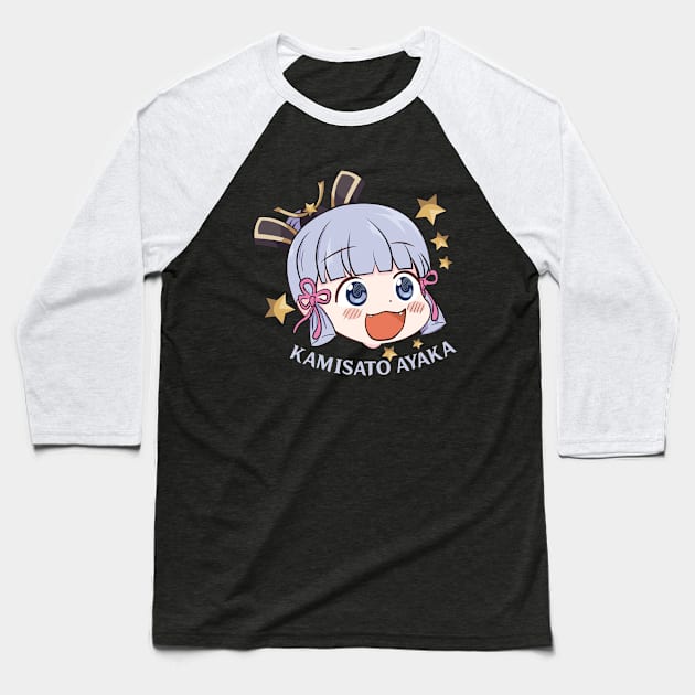 Genshin Impact - Chibi Ayaka Baseball T-Shirt by LazyBomb